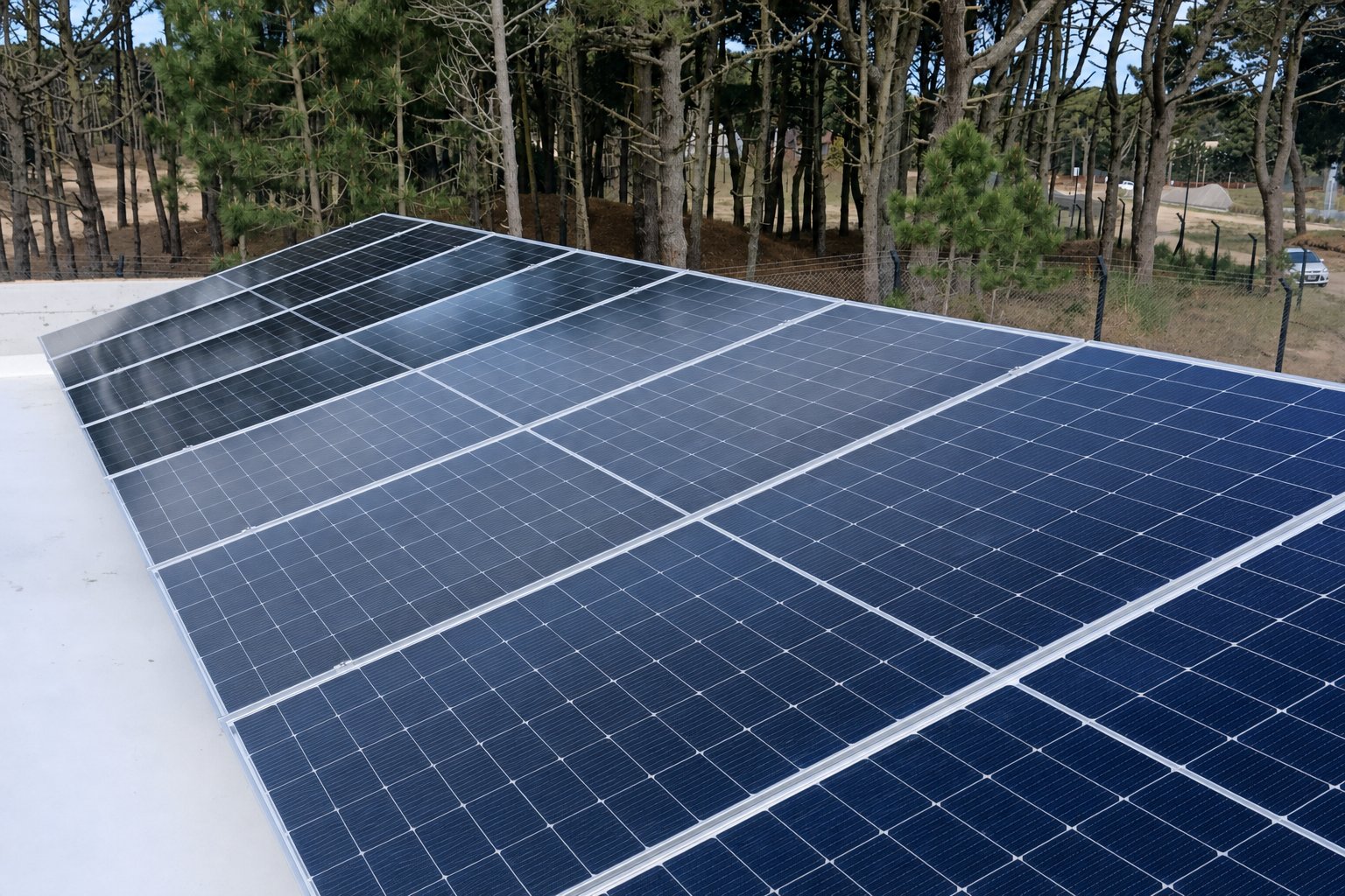 Pórtico y oficinas de Bosques Pinamar: 6 kW de paneles y agua caliente solar