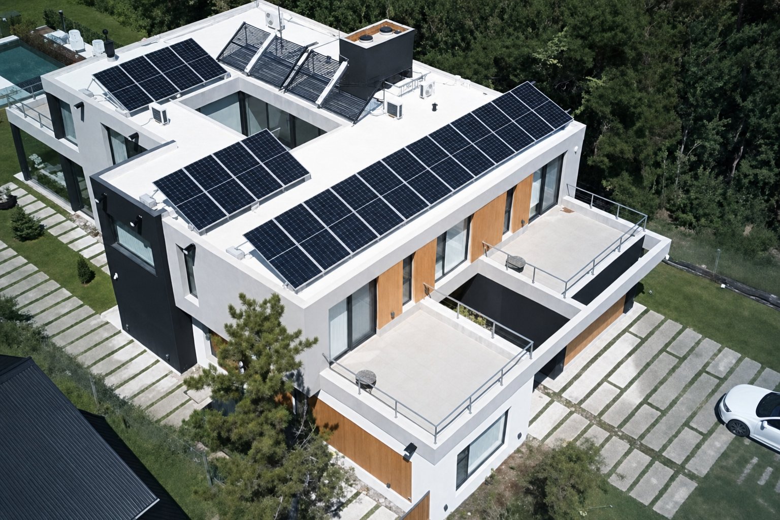 Casa de 500 m² en Cariló: paneles, aerotermia y piscina climatizada