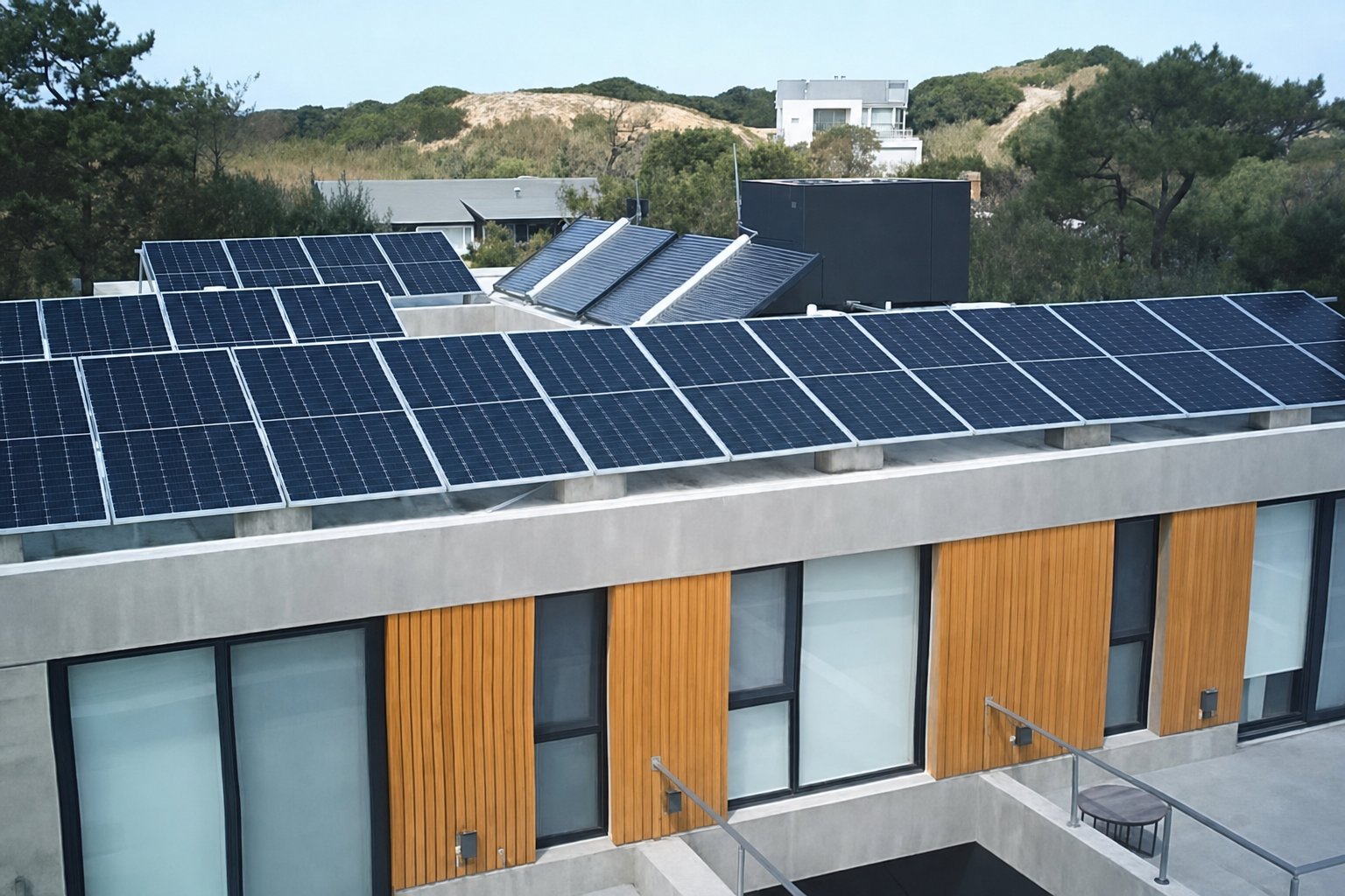 Casa de 500 m² en Cariló: paneles, aerotermia y piscina climatizada