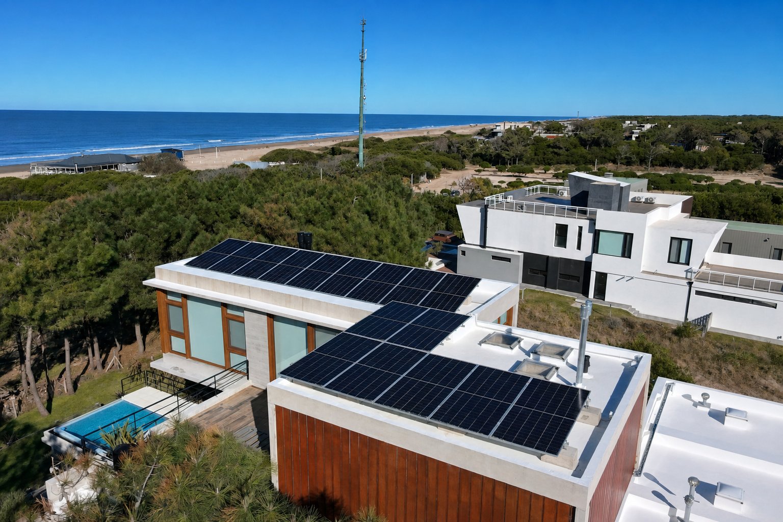 Casa en Costa Esmeralda con baterías: luz aunque se corte