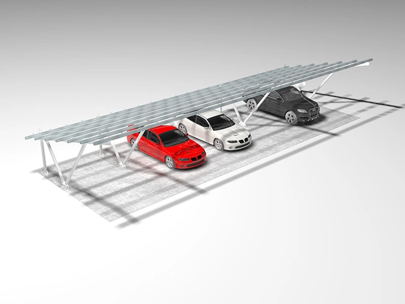Carport solar Mibet para 2 autos, layout 2x6 paneles, aluminio negro