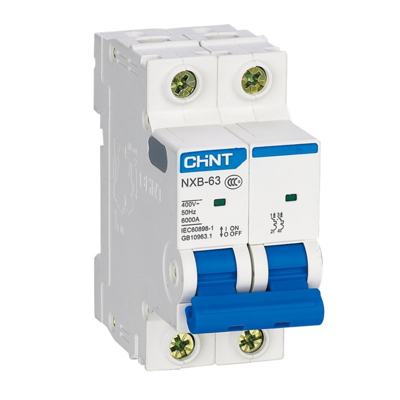 Interruptor termomagnético Chint NXB-63 6 kA curva C 2 polos 16 A 380 V