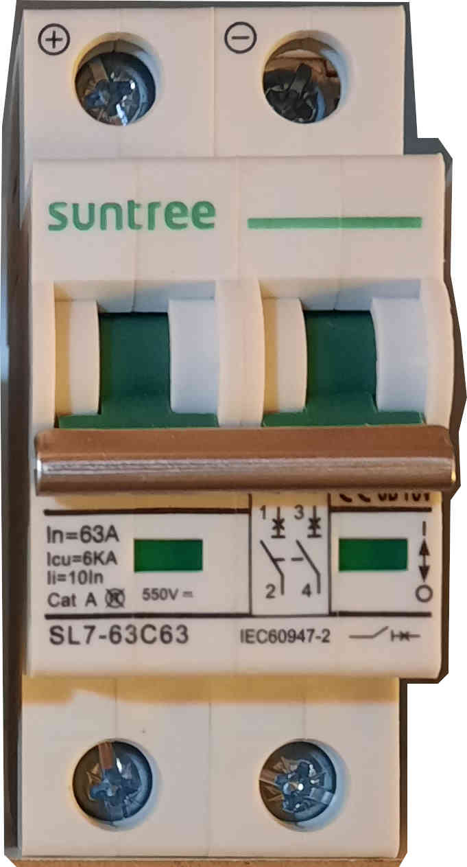 Interruptor termomagnético de CC Suntree SL7-63 2 polos 63 A 550 V