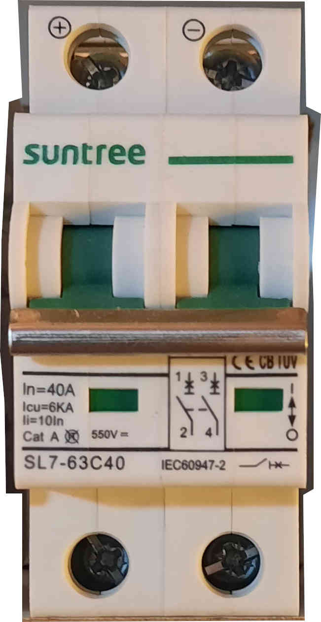 Interruptor termomagnético de CC Suntree SL7-63 2 polos 40 A 550 V