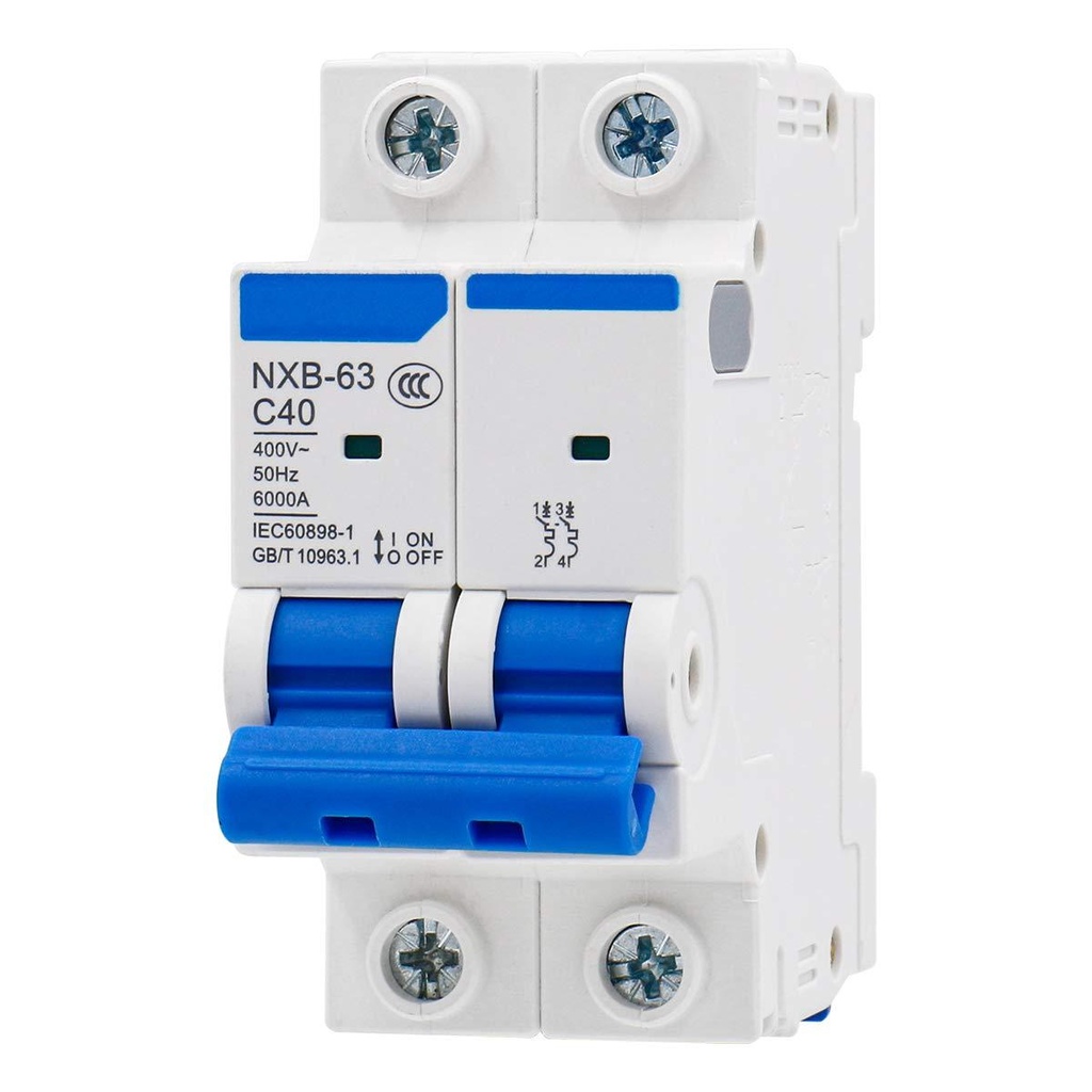 Interruptor termomagnético Chint NXB-63 6 kA curva C 2 polos 40 A