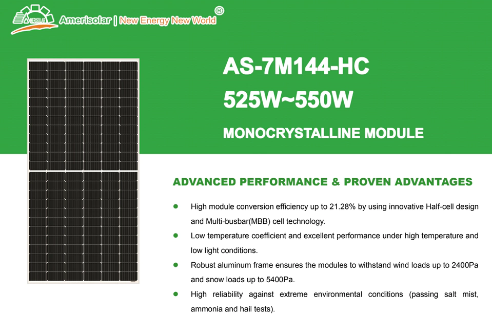 Panel solar Amerisolar PERC full black 555 W 144 celdas — foto 2 de 3