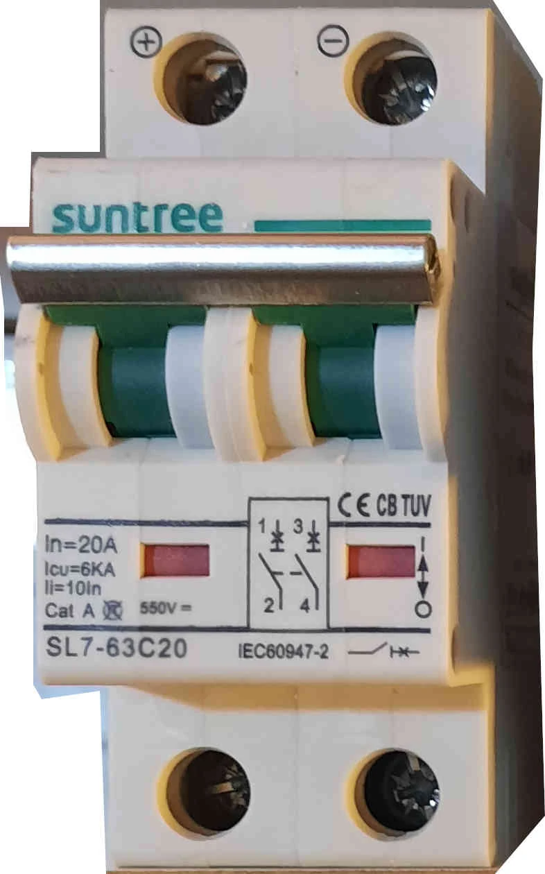 Interruptor termomagnético de CC Suntree SL7-63 2 polos 20 A 500 V — foto 4 de 5